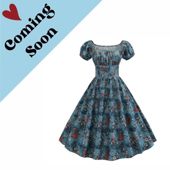 Dresses & Skirts - 50s Vintage Style Dress - Floral Print - Rockabilly Style - COMING SOON